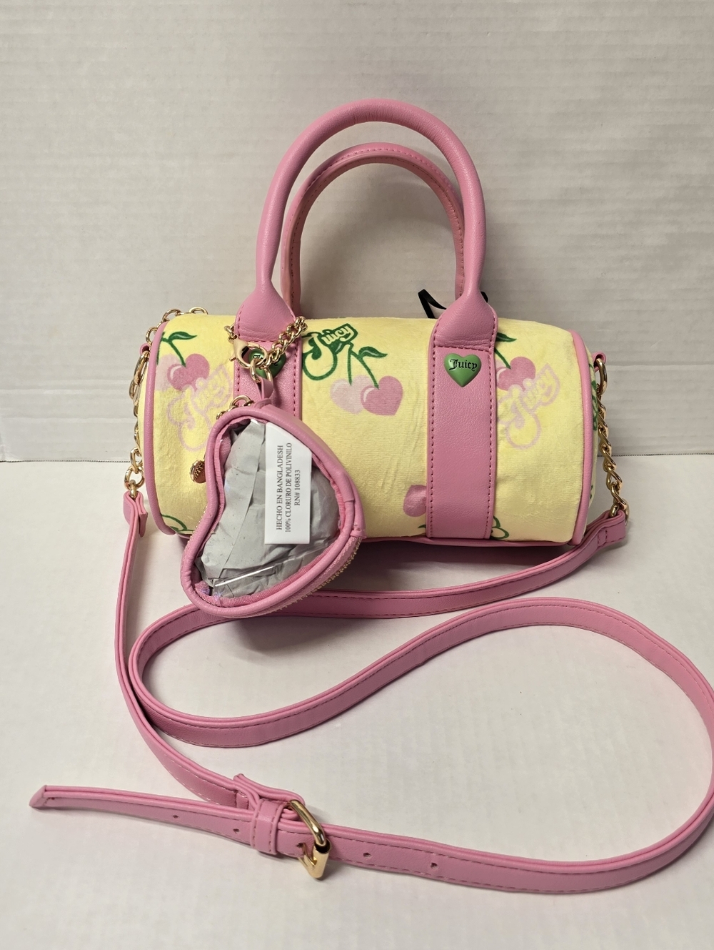 NWT Juicy Couture Yellow Cherry Mini Barrel Bag Crossbody Satchel Y2K